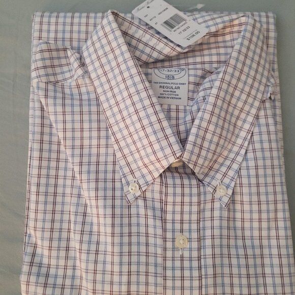 NEW BRIOKS BROTHERS  Men's Non Iron Long Sleeve Button Up Size 17 32/33 - Picture 1 of 6
